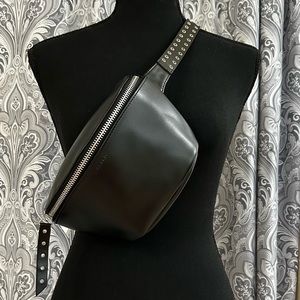 NWT black genuine leather Calvin Klein belt bag s/m
